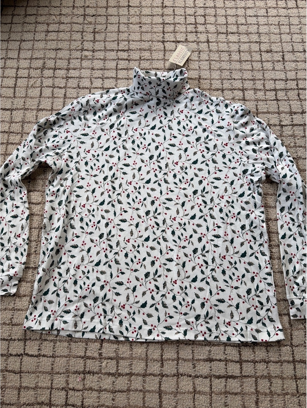 Vintage Women NWT Christmas Holiday Grandma cottage cozy mistletoe turtleneck XL